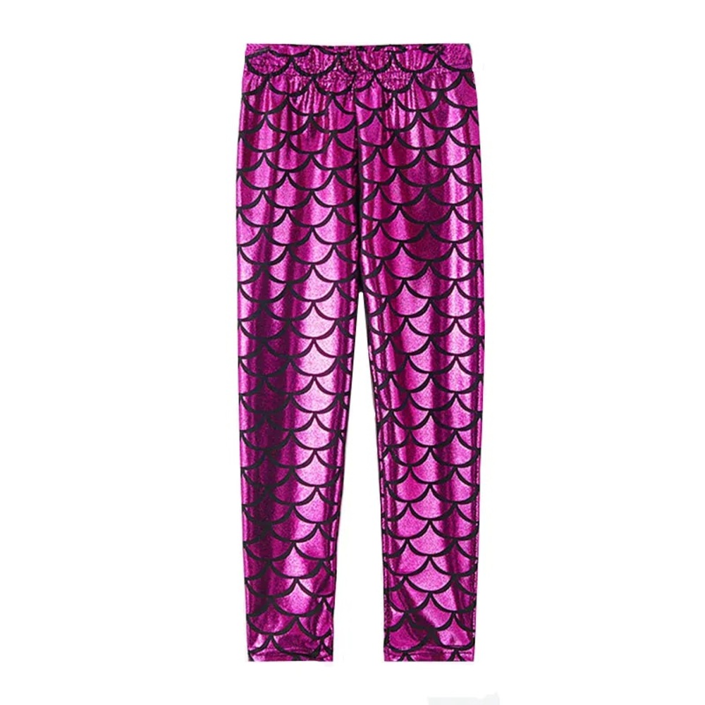 Metallic Pink Mermaid Scale Leggings